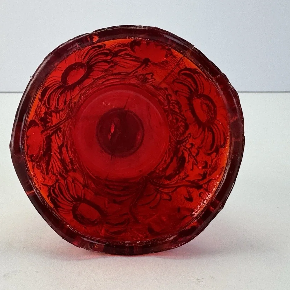 VINTAGE HOMCO RUBY RED GLASS PEG VOTIVE RETRO CANDLEHOLDER (READ) - Picture 4 of 7